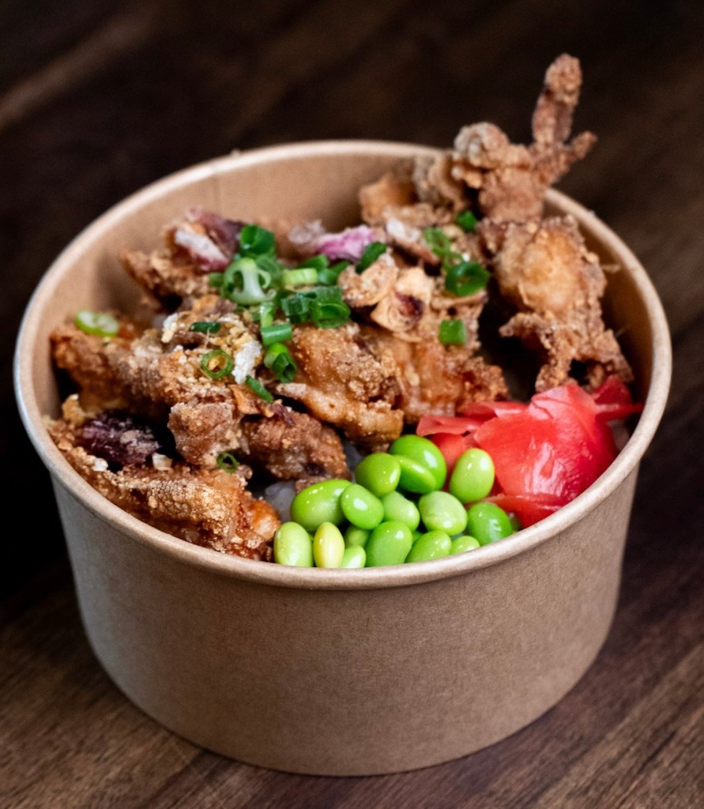 Original phone photo of a crispy rice bowl