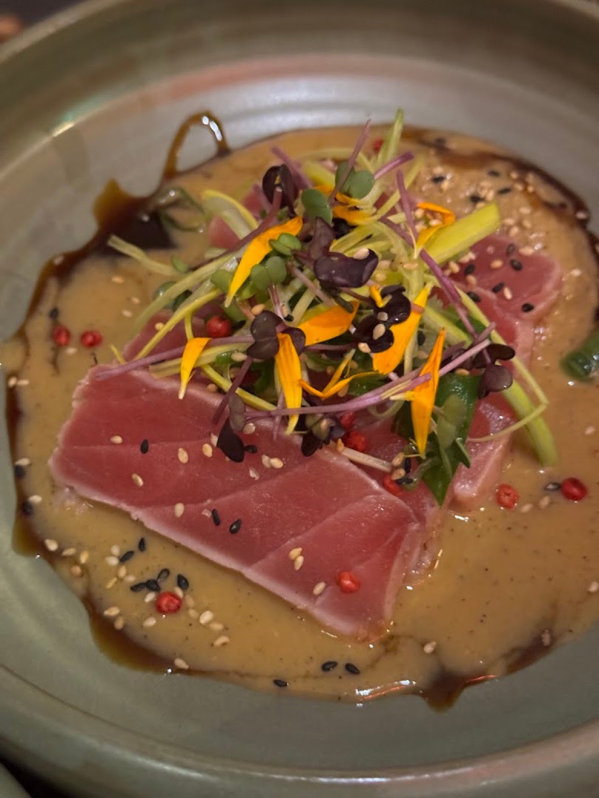 Original phone photo of tuna with garnish