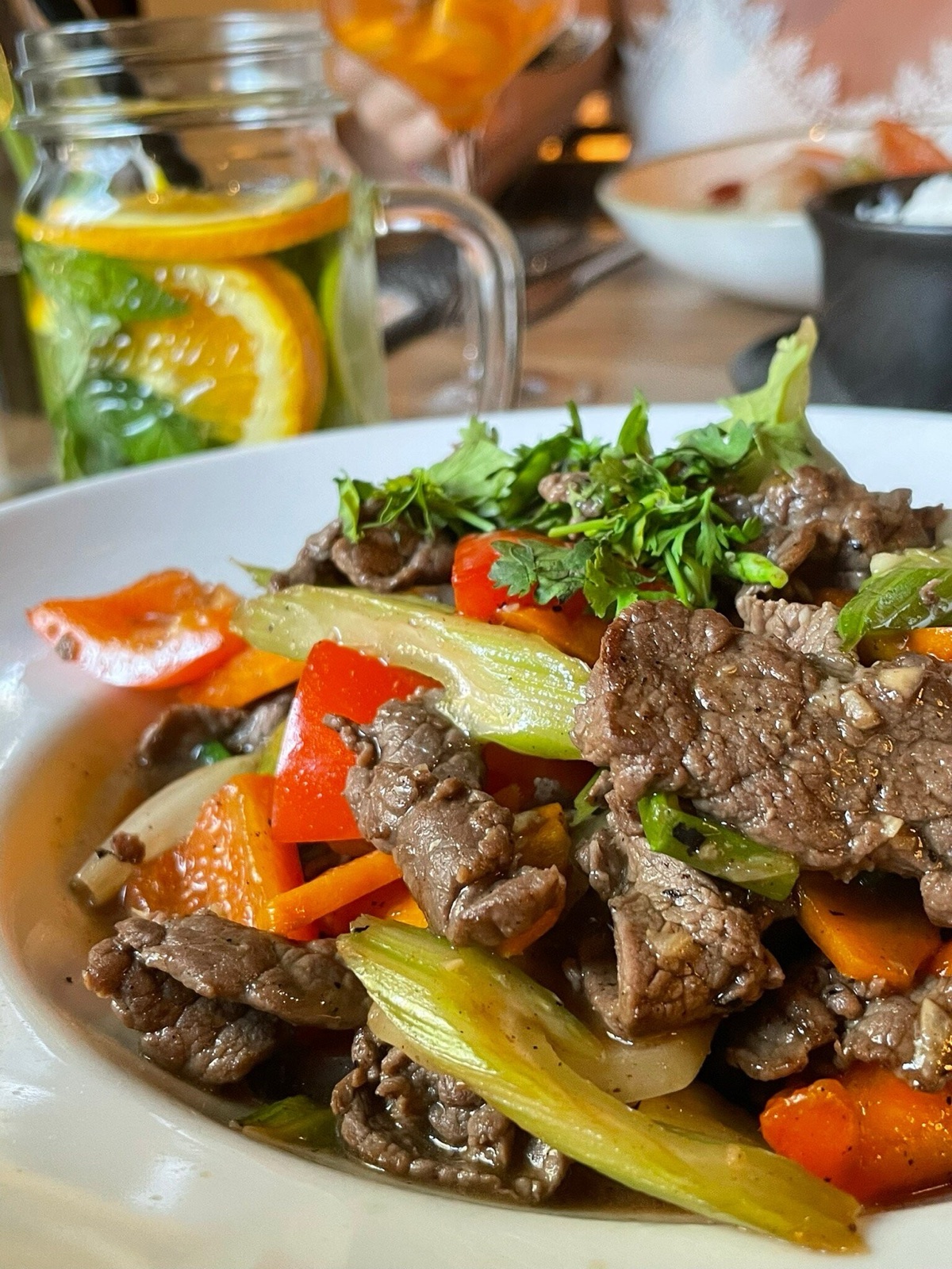 Original phone photo of beef stir fry