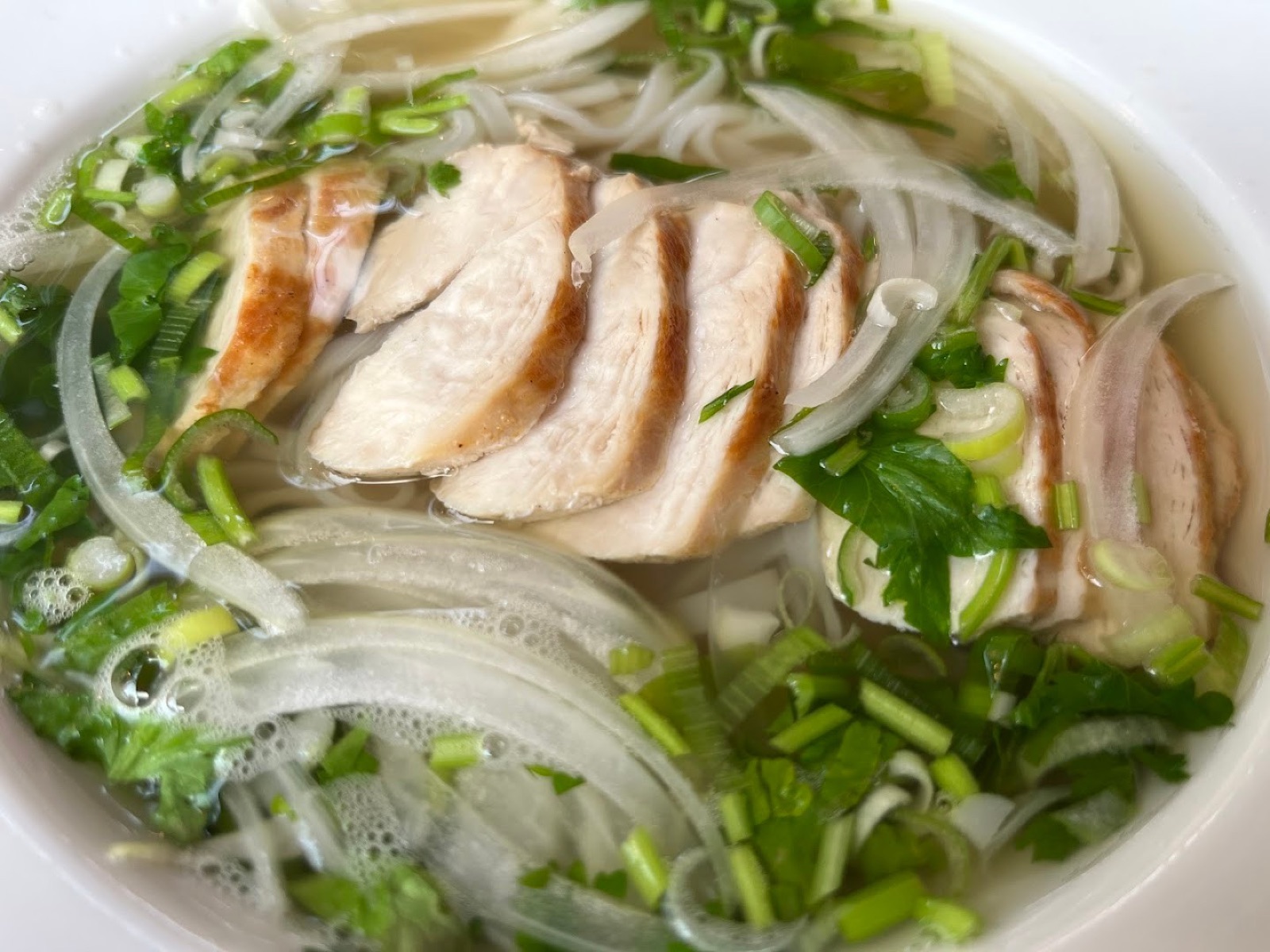 Original phone photo of chicken pho