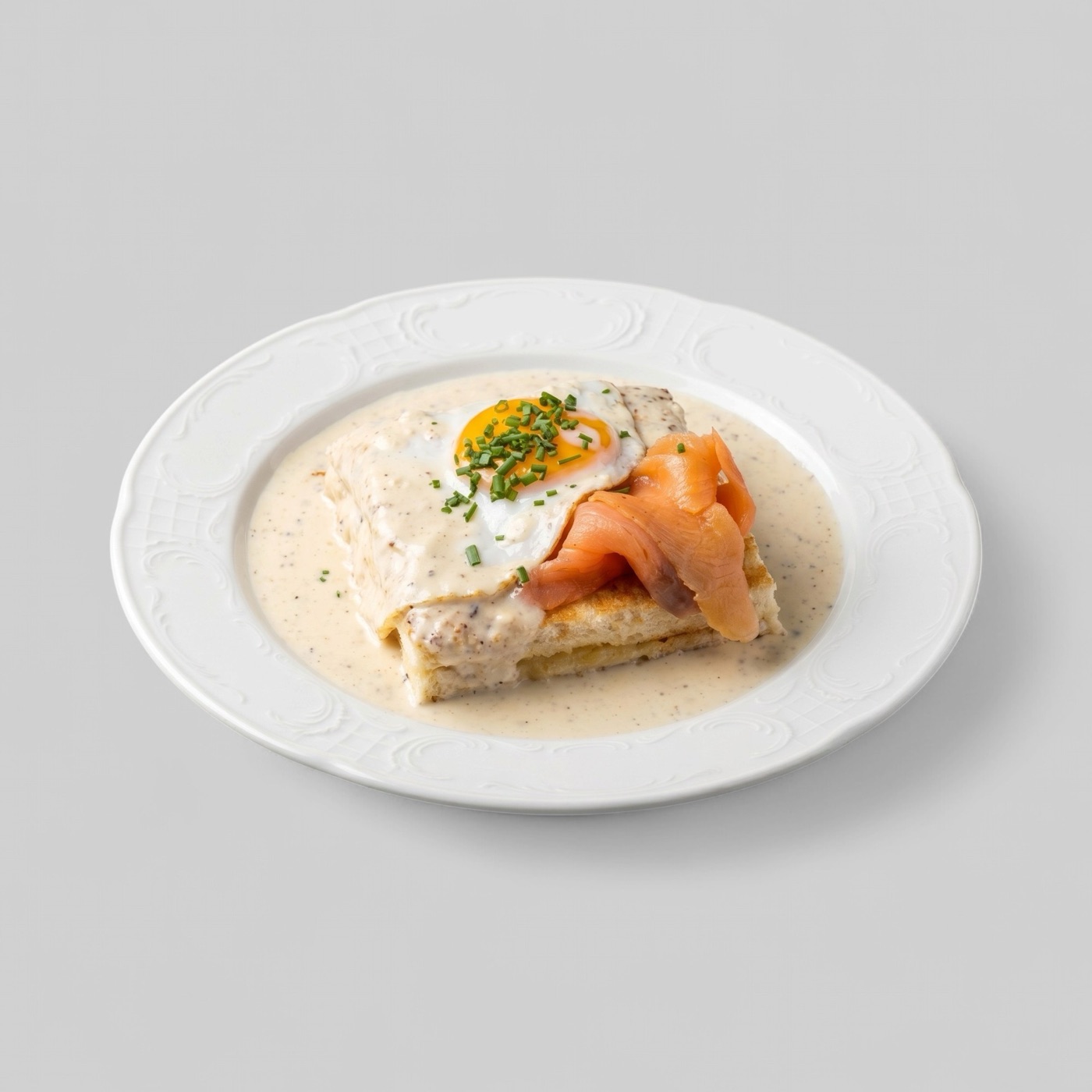 Splentify-enhanced salmon egg toast on a clean plate