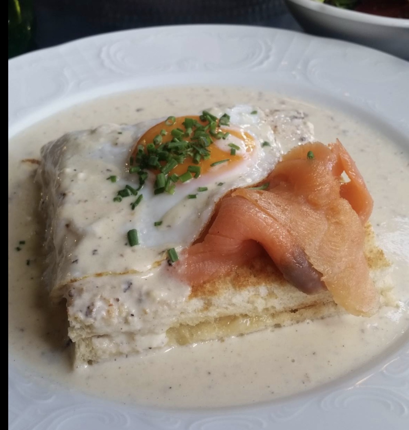 Original phone photo of salmon egg toast