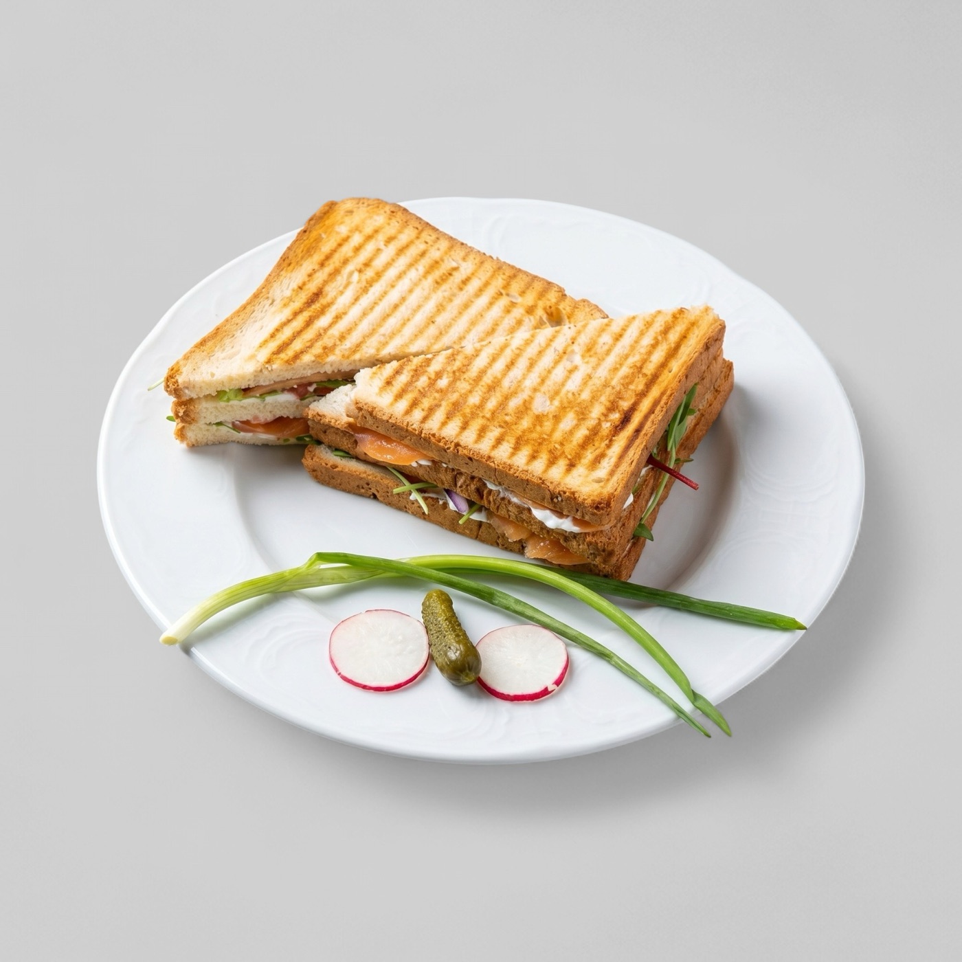 Splentify-enhanced toasted sandwich on a clean plate
