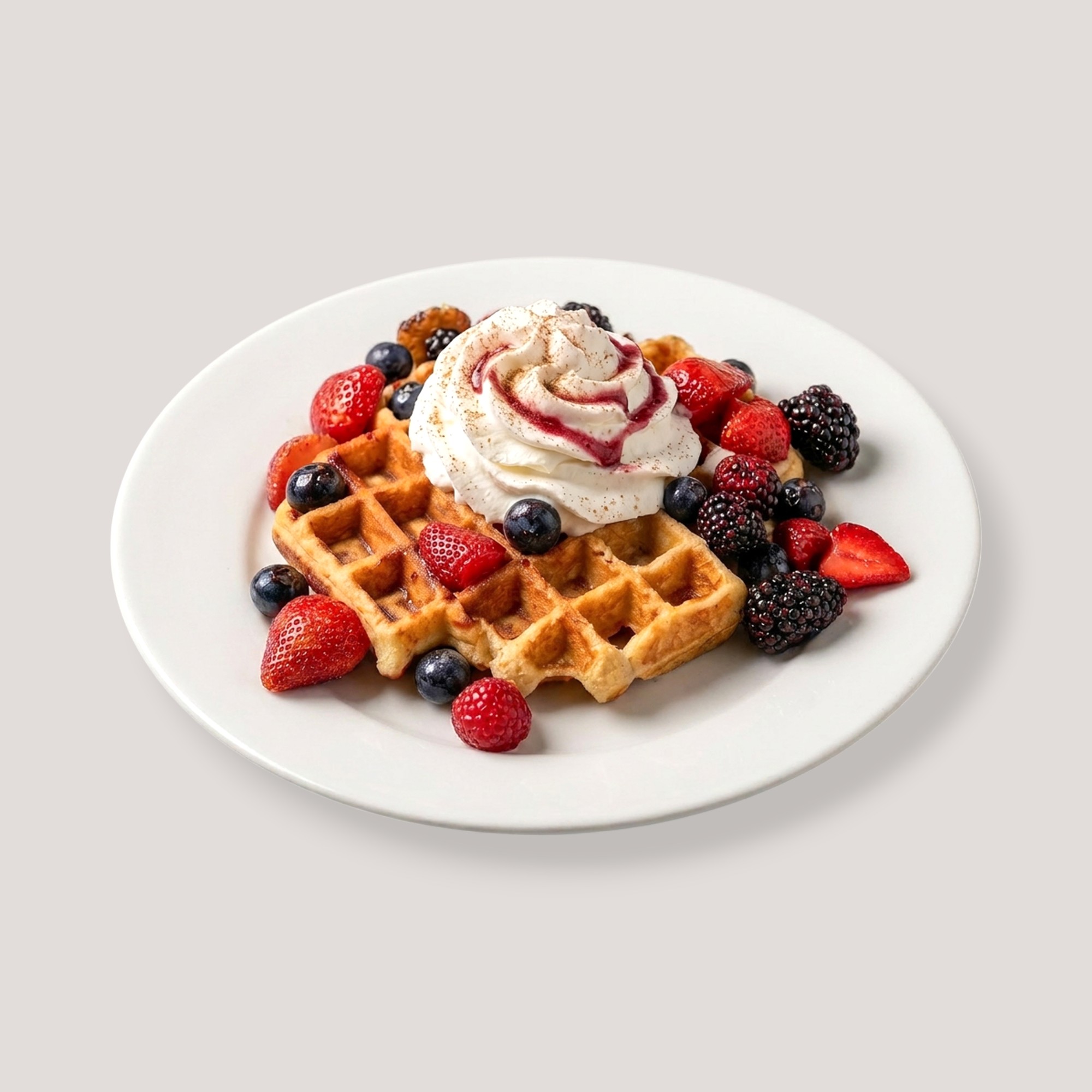 Splentify-enhanced waffles with berries photo for dessert shops